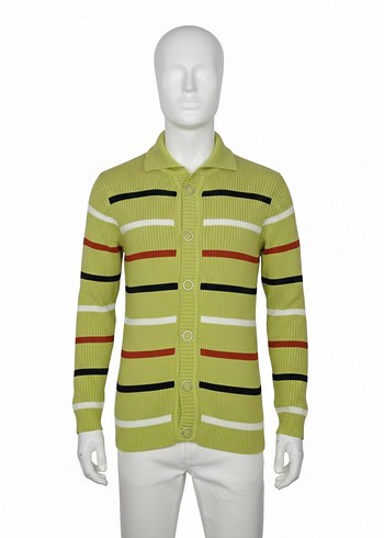 Çizgili Örgü Erkek Hırka - Görsel 3