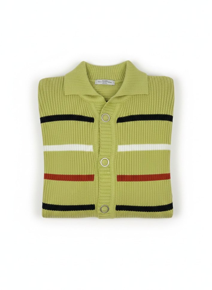 Çizgili Örgü Erkek Hırka - Görsel 2