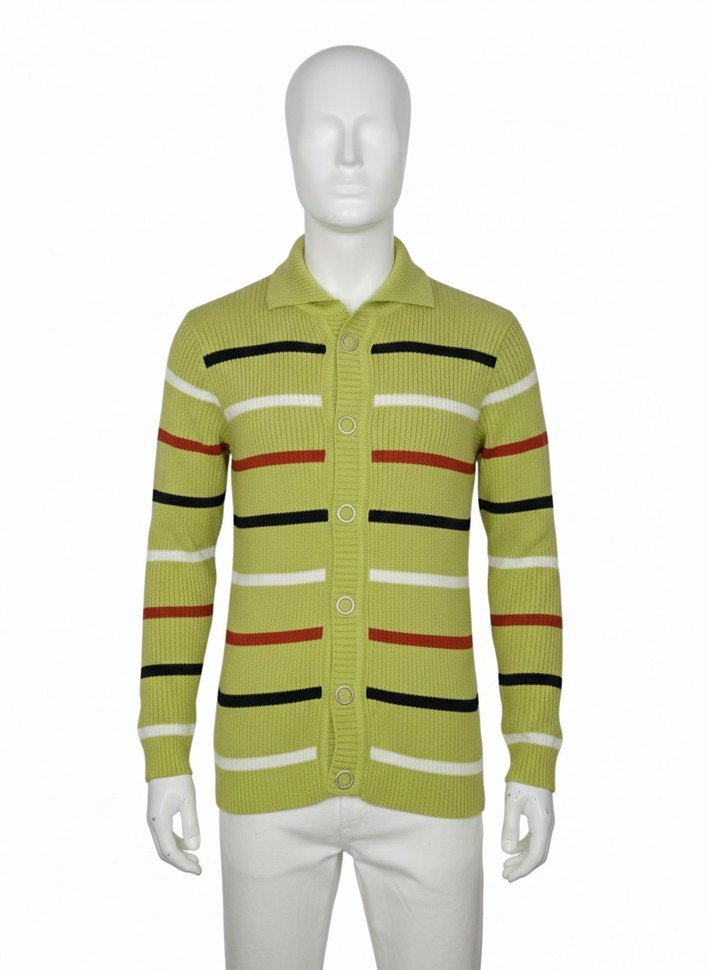 Çizgili Örgü Erkek Hırka - Görsel 3