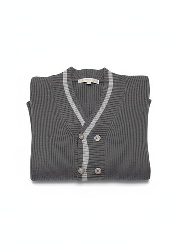 Düğmeli Gri Erkek Hırka - Görsel 2