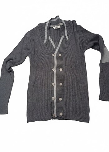 Düğmeli Gri Erkek Hırka - Görsel 3