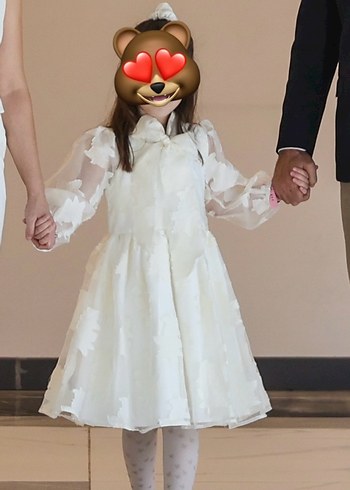 Kız Çocuk Beyaz Fırfırlı Uzun Kollu Elbise - Görsel 4