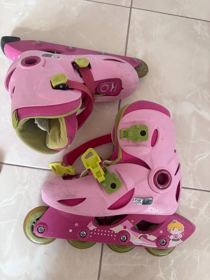 Kızlar için Pembe Baskılı Cırt Cırtlı Paten - Görsel 3