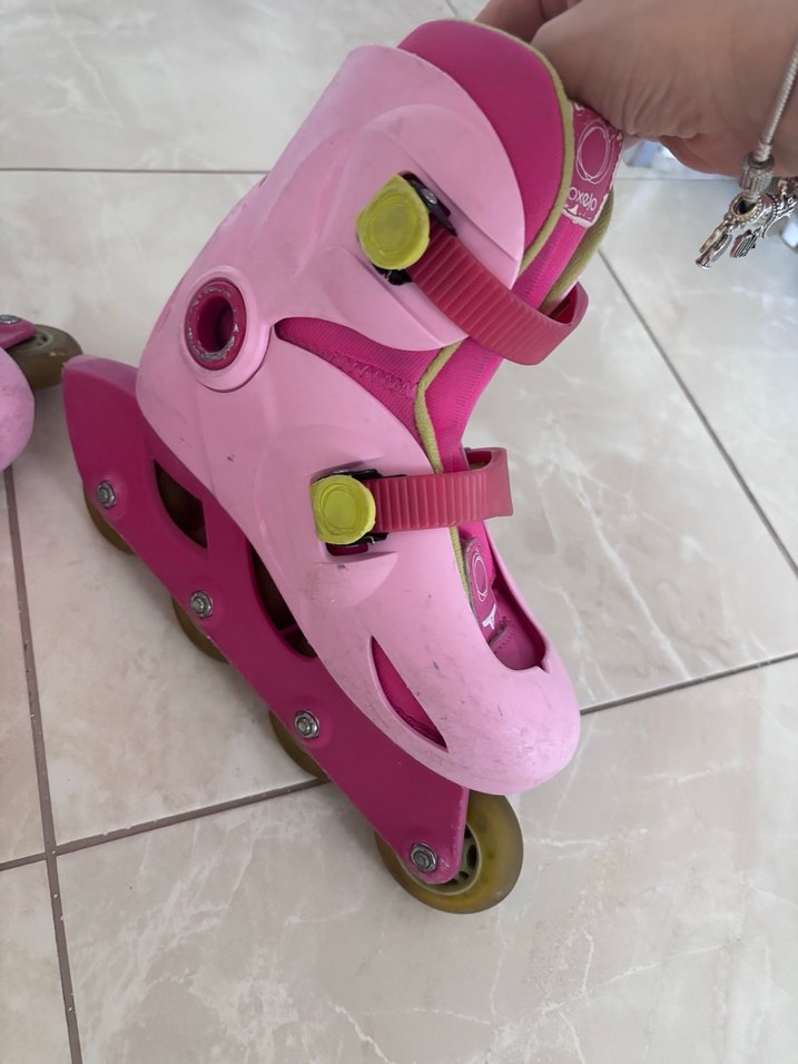 Kızlar için Pembe Baskılı Cırt Cırtlı Paten - Görsel 2