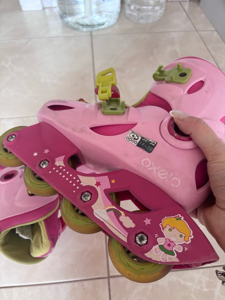 Kızlar için Pembe Baskılı Cırt Cırtlı Paten - Görsel 4