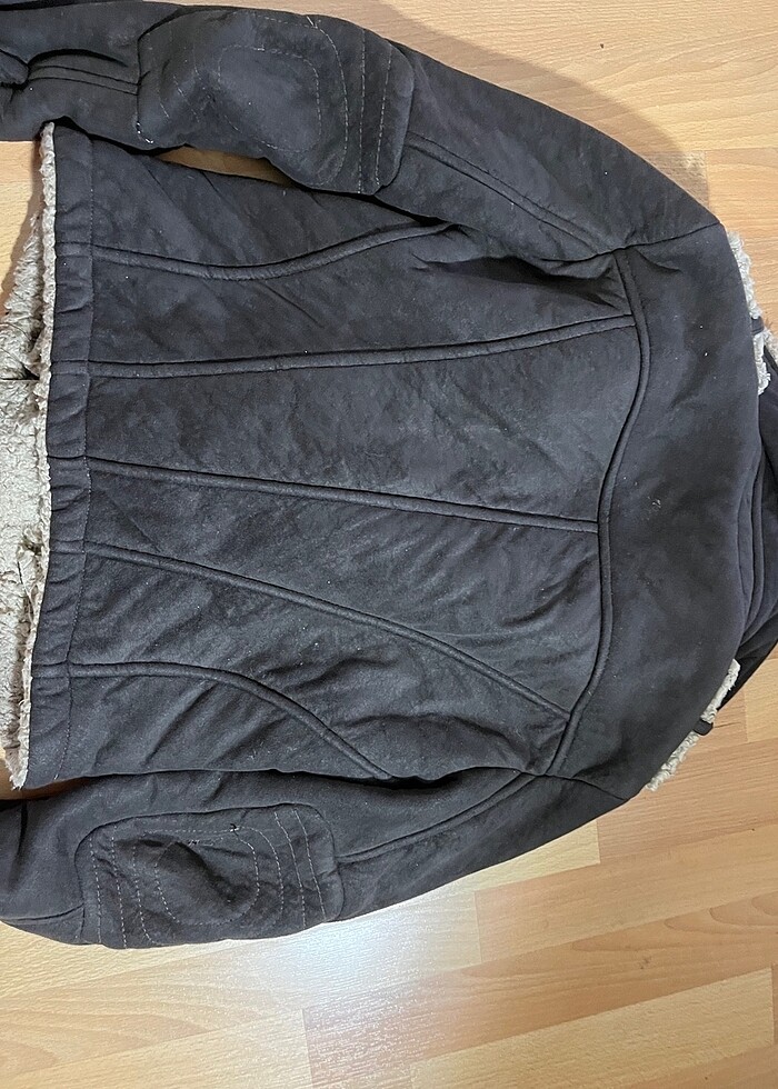 kahverengi kısa kaban yunlu içi çok sıcak tutar fermuarlı - Görsel 5