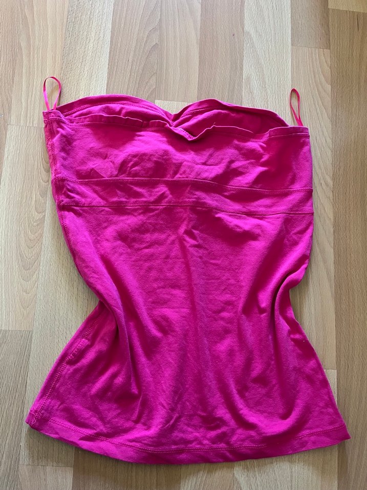 fuşya straplez dantel detayli bluz - Görsel 2