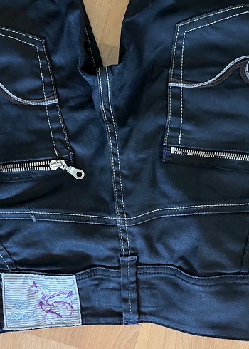 Fermuarlı Kadın Kot Pantolon hafif parlak - Görsel 2