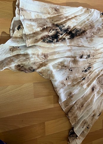 Kadın Bej leopar gibi Desenli Uzun  asimetrik Etek - Görsel 4