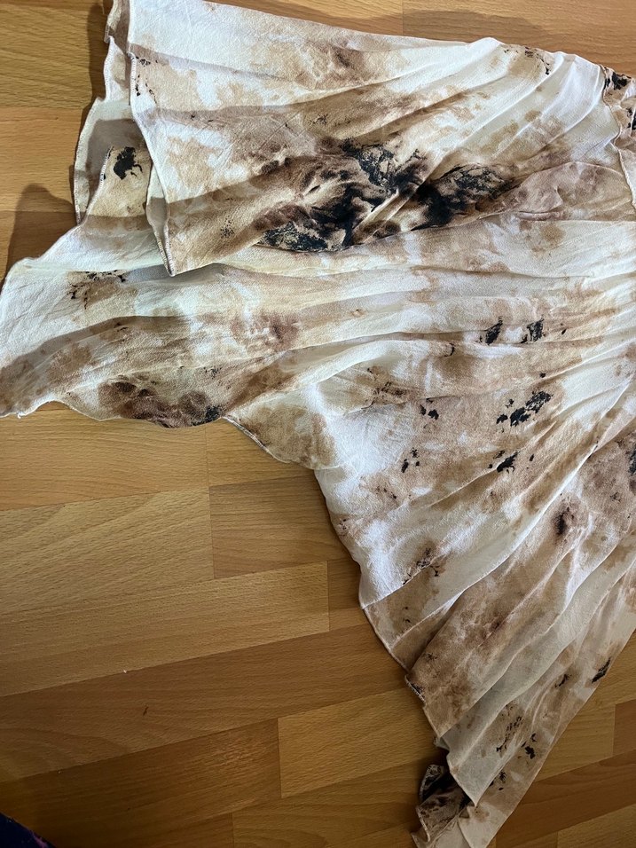 Kadın Bej leopar gibi Desenli Uzun  asimetrik Etek - Görsel 4