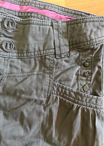 Gri Düğmeli Kadın pantolon kesim bol - Görsel 2