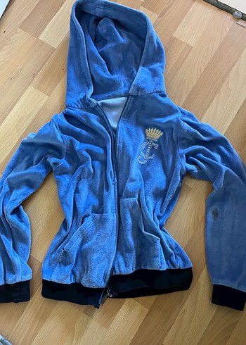 Mavi Kadın Fermuarlı kadife Sweatshirt juicy couture - Görsel 6