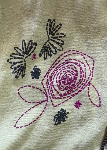 yeşil desenli dikişli bluz uzun kollu - Görsel 2