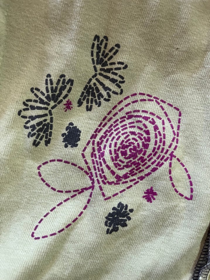 yeşil desenli dikişli bluz uzun kollu - Görsel 2