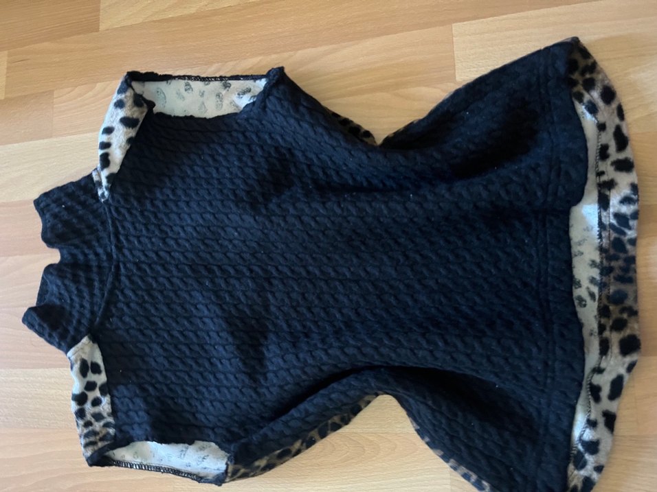 leopar desenli sıfır kollu kazak bluz yünlü - Görsel 4