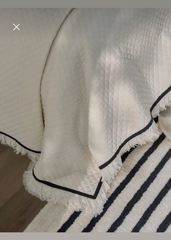 H&m home Gri Detaylı Beyaz Yatak Örtüsü - Görsel 2