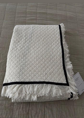 H&m home Gri Detaylı Beyaz Yatak Örtüsü - Görsel 3