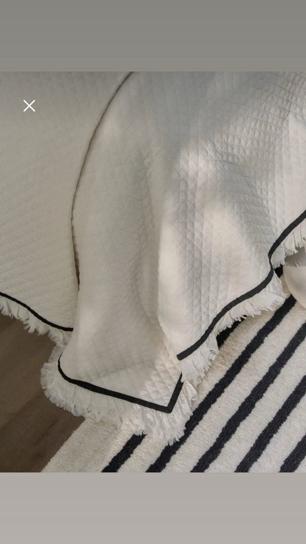 H&m home Gri Detaylı Beyaz Yatak Örtüsü - Görsel 2