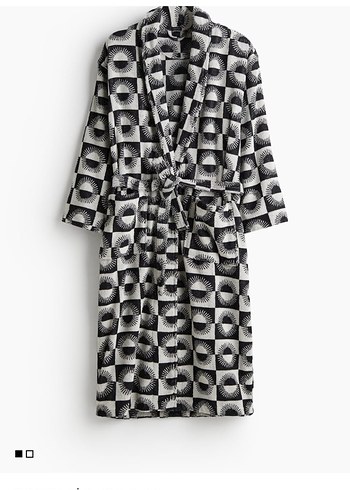 h&m Gri Desenli Uzun Sabahlık-bornoz - Görsel 2