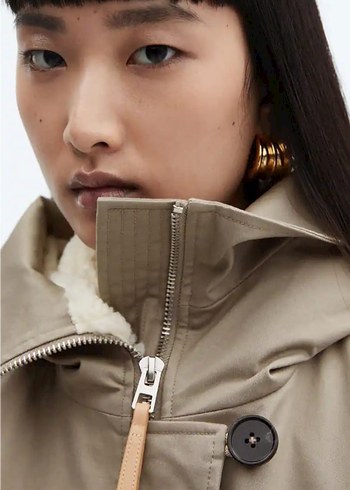 Mango kürk yakalı midi parka - Görsel 10