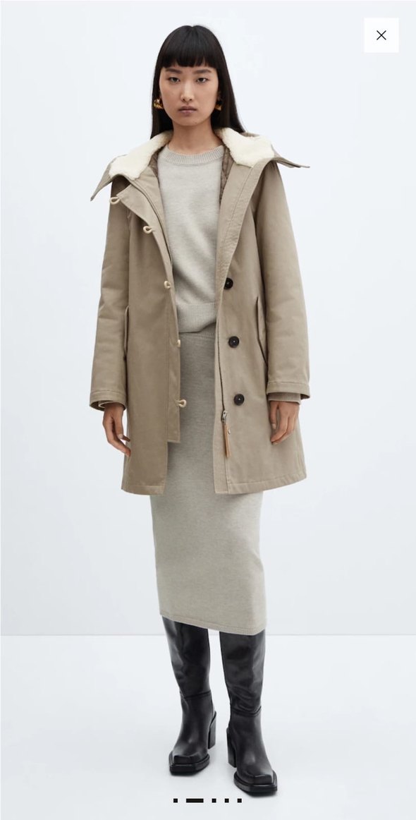 Mango kürk yakalı midi parka - Görsel 3