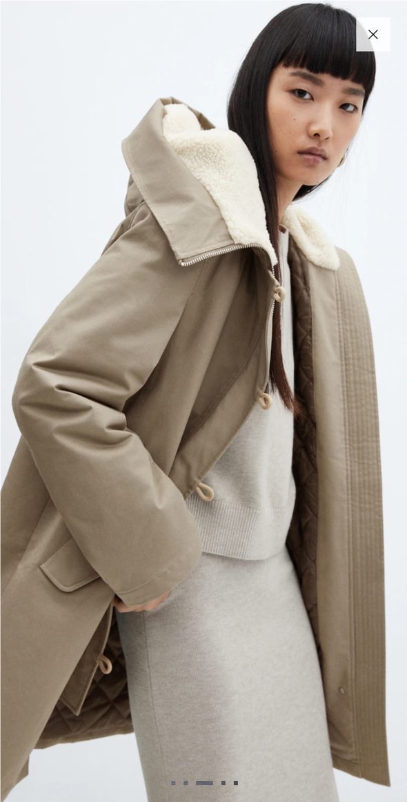 Mango kürk yakalı midi parka - Görsel 2