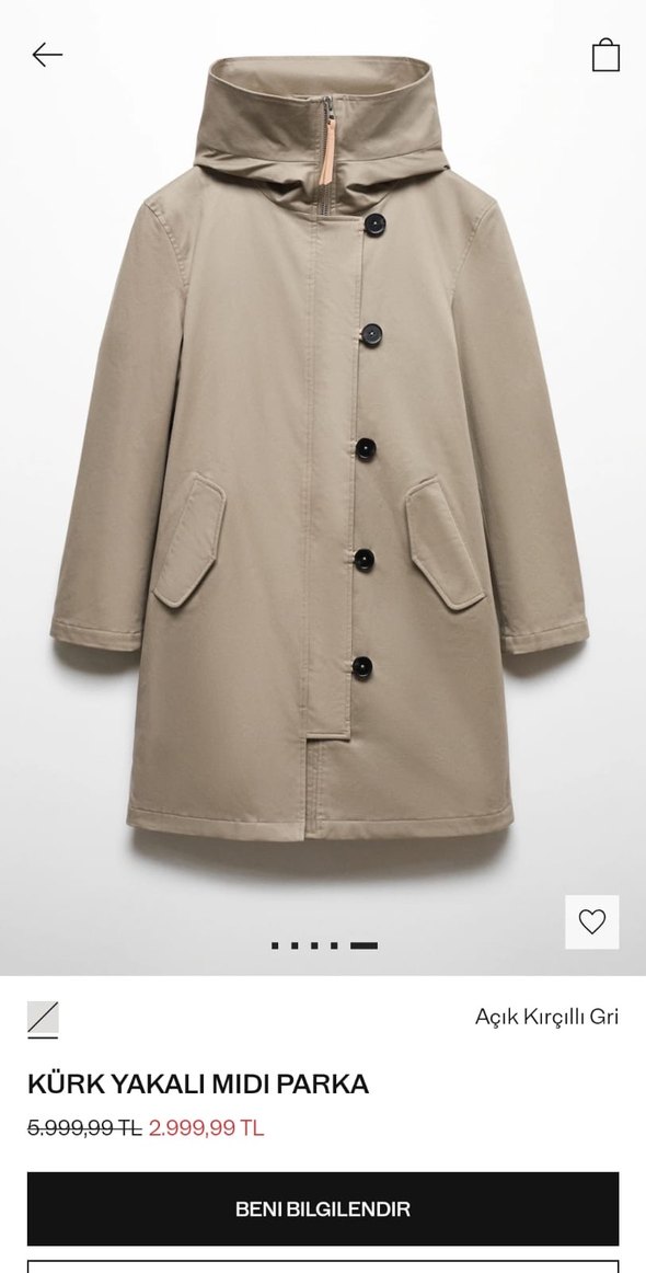 Mango kürk yakalı midi parka - Görsel 4