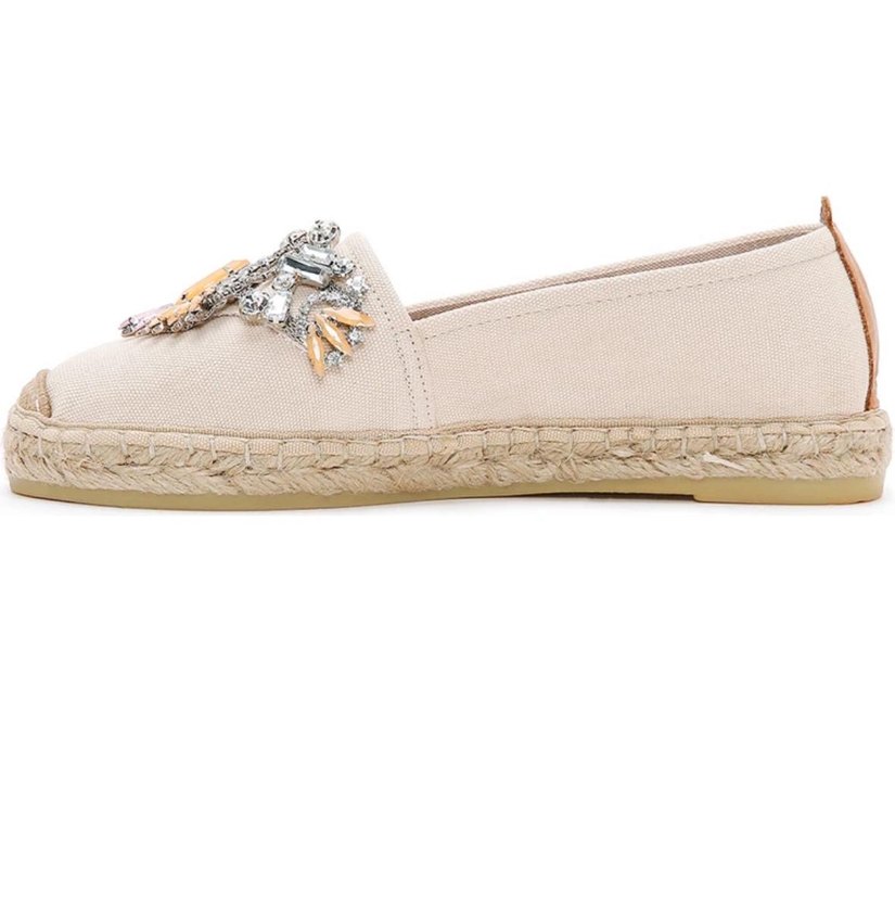 Derimod Boncuk İşlemeli Bej Dolgu Topuklu Kadın Espadril - Görsel 3
