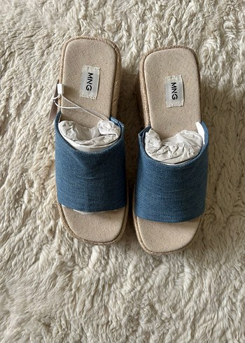 Mango denim hasır platform sandalet - Görsel 2