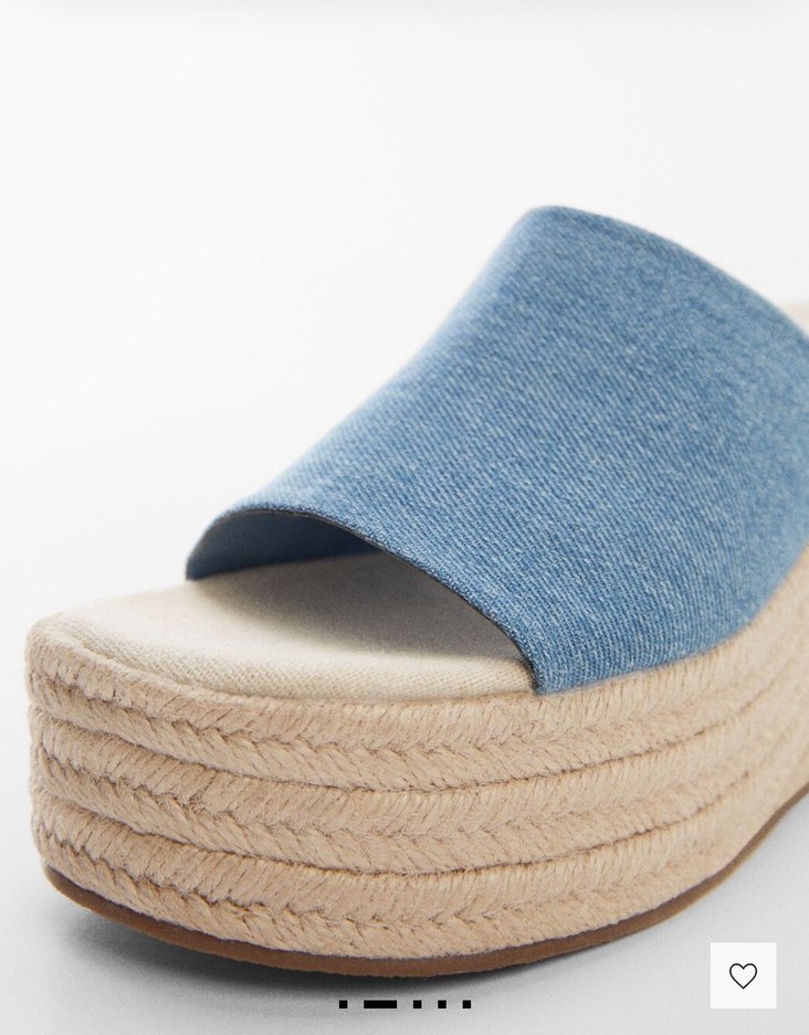 Mango denim hasır platform sandalet - Görsel 5