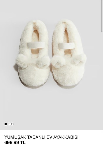 H&m Kızlar için Beyaz Kürklü Sıcak Terlik - Görsel 2