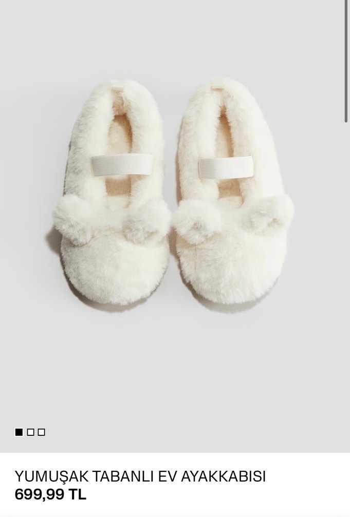 H&m Kızlar için Beyaz Kürklü Sıcak Terlik - Görsel 2