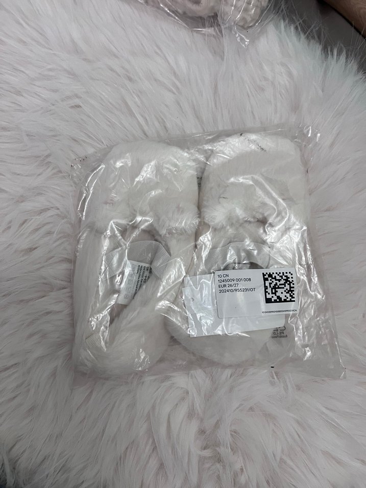 H&m Kızlar için Beyaz Kürklü Sıcak Terlik - Görsel 5