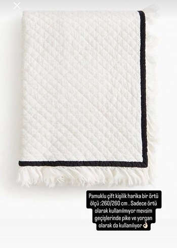 h&m Beyaz Püsküllü Yatak Örtüsü - Görsel 3