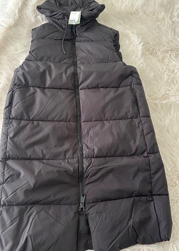 H&m Kadın Siyah Kapüşonlu Şişme Yelek - Görsel 4