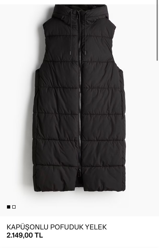 H&m Kadın Siyah Kapüşonlu Şişme Yelek - Görsel 2