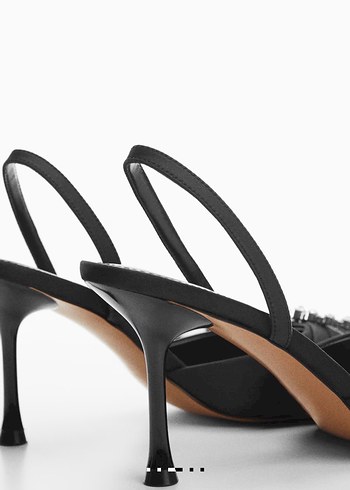 Mango Siyah İşlemeli Tokalı Stiletto - Görsel 4