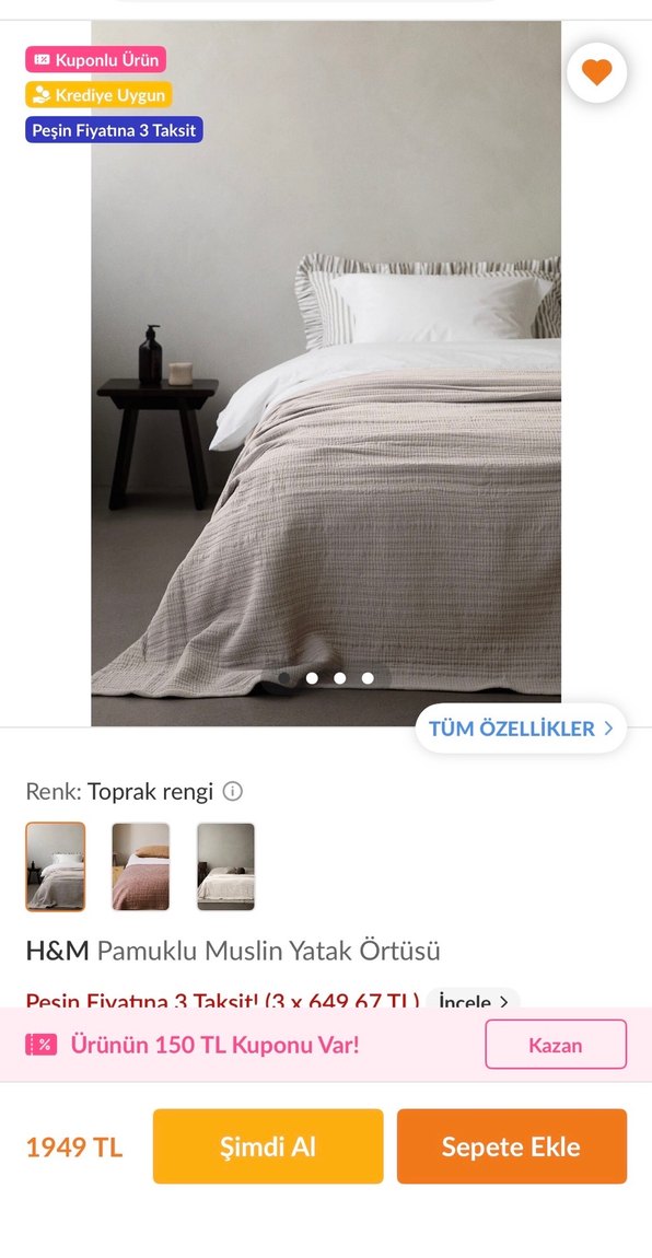 H&m muslin yatak örtüsü - Görsel 2