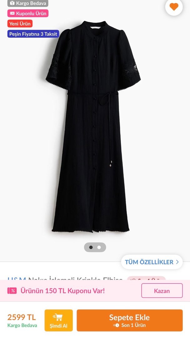 H&m nakış işlemeli elbise - Görsel 2