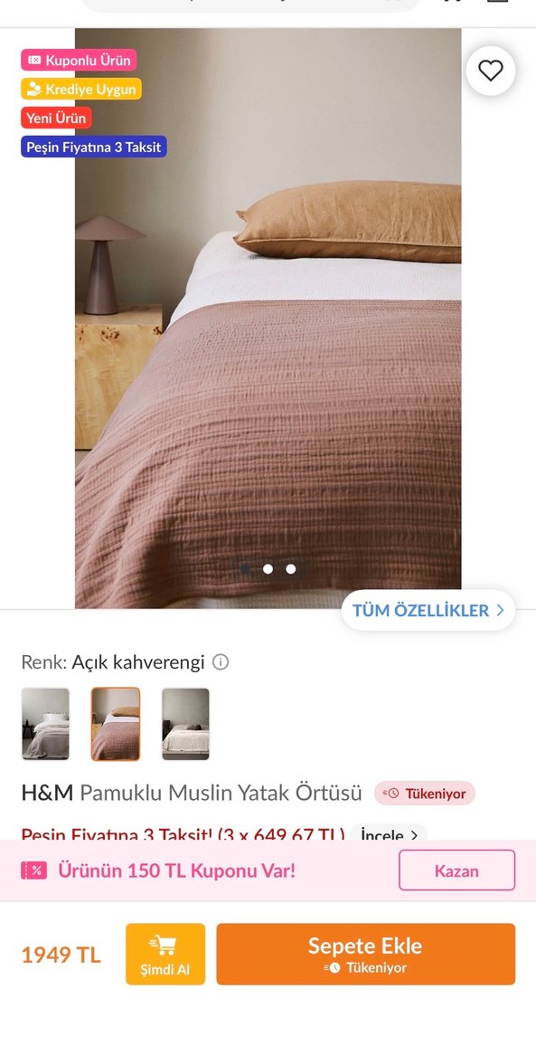 H&m muslin yatak örtüsü - Görsel 4