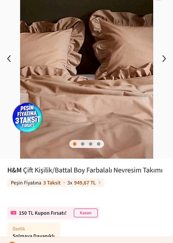 H&M farbalalı çift kişilik nevresim takımı - Görsel 2