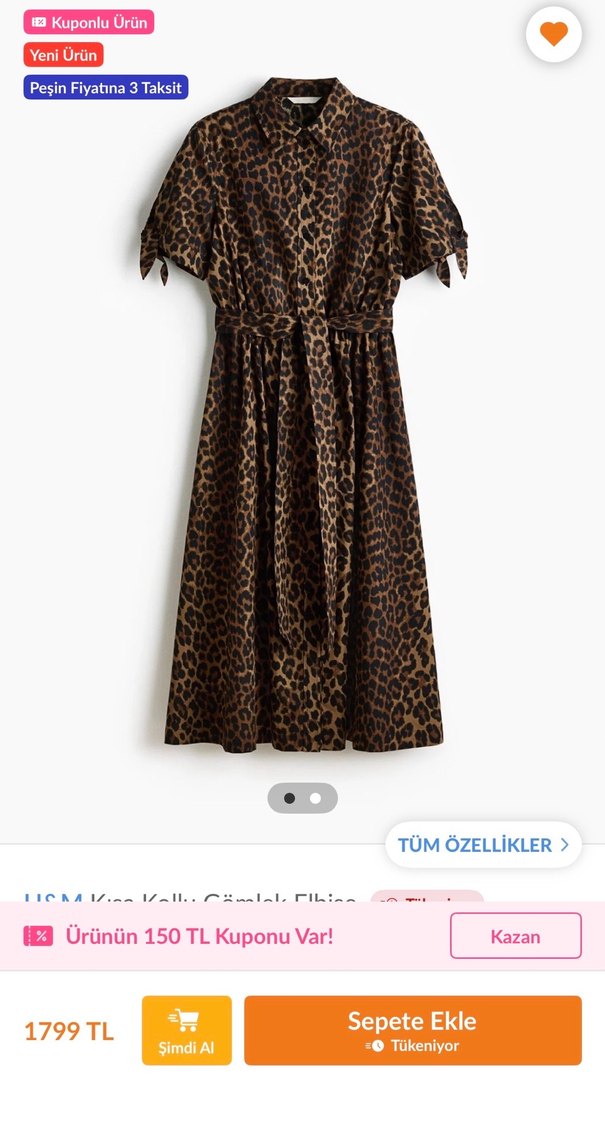 H&m Kemerli Leopar Desenli Elbise - Görsel 2