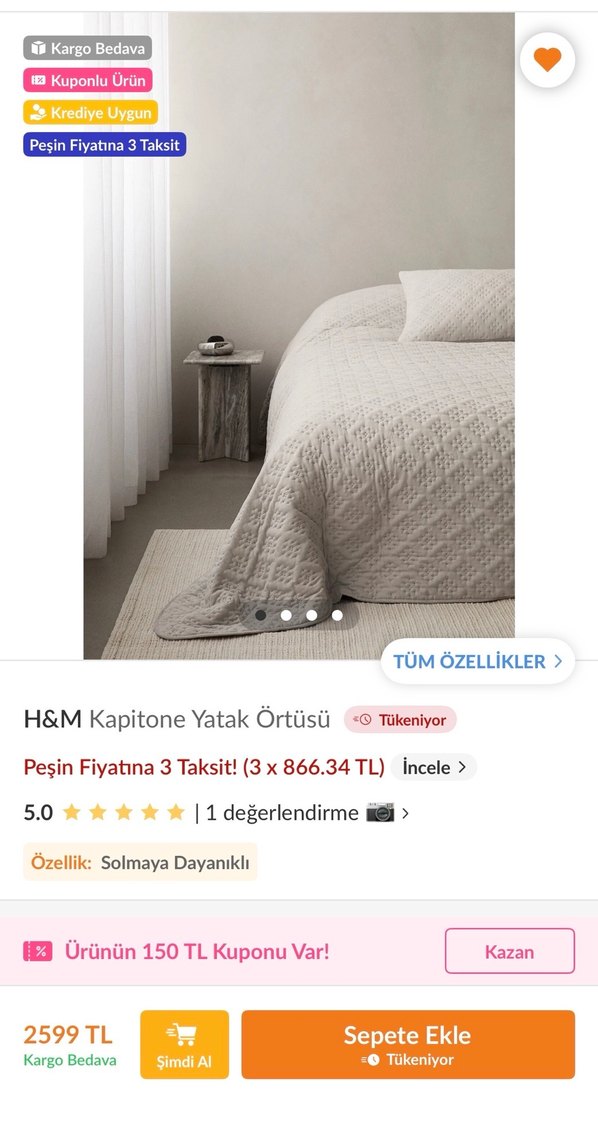 H&m kapitone Yatak Örtüsü - Görsel 4