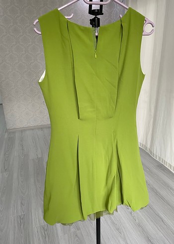 Jus De Pommes Yeşil Mini Pliseli Kolsuz Elbise - Görsel 3