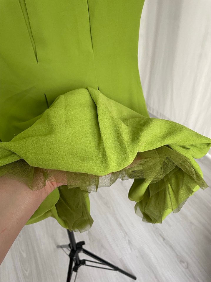 Jus De Pommes Yeşil Mini Pliseli Kolsuz Elbise - Görsel 2