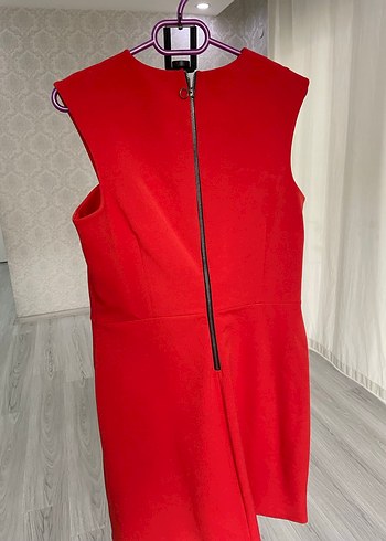Park Bravo Kırmızı Fermuar detaylı Kadın Midi Elbise - Görsel 3