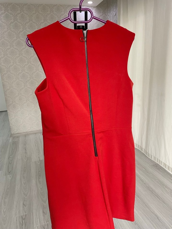 Park Bravo Kırmızı Fermuar detaylı Kadın Midi Elbise - Görsel 3