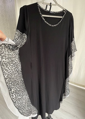 Midi Siyah Zebra Desenli Goth Abiye(Büyük Beden) - Görsel 2