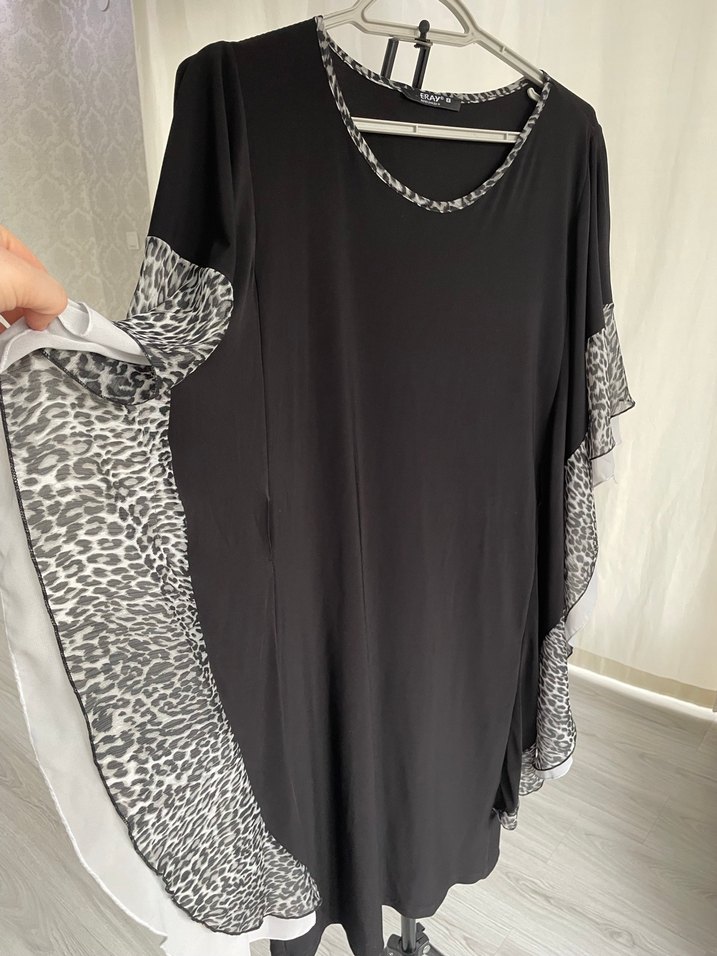 Midi Siyah Zebra Desenli Goth Abiye(Büyük Beden) - Görsel 2