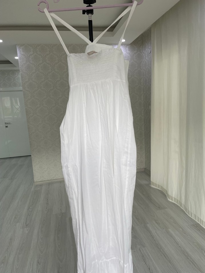 Stefanel düz beyaz Elbise - Görsel 4